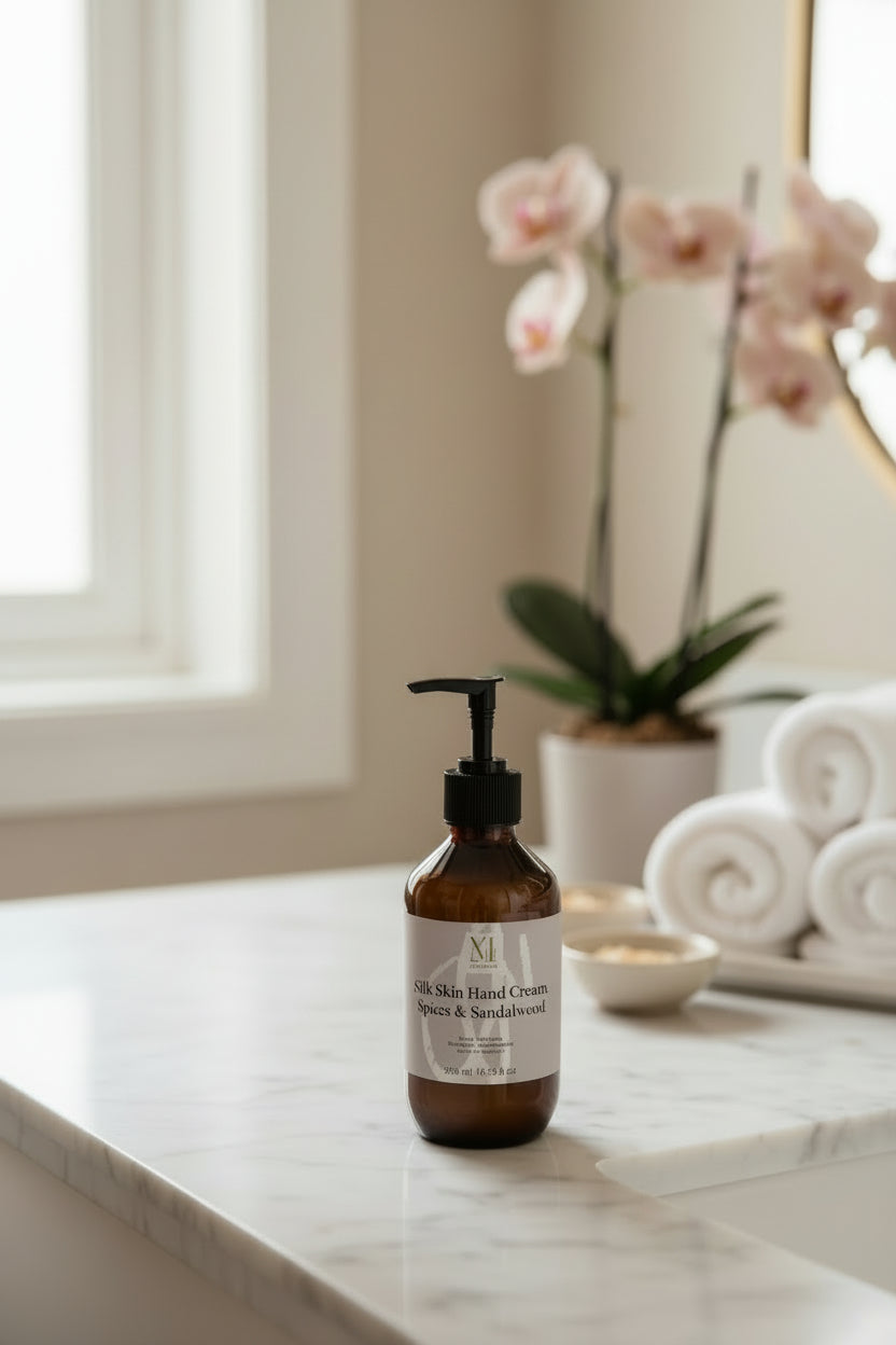 Vavilon Silk Skin Hand Cream bottle on a white background
