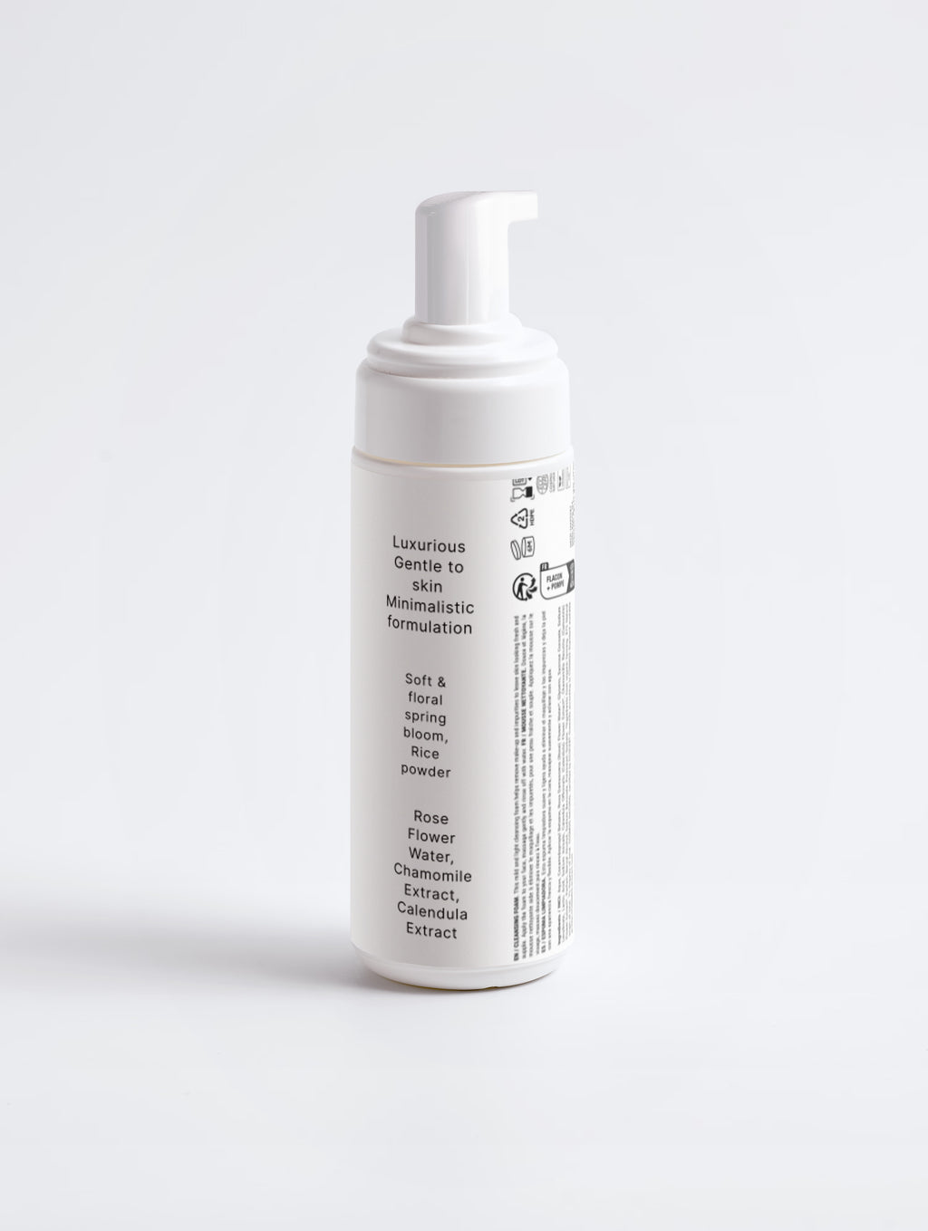 Gentle Cleansing Foaming wash/ rose water & chamomile extracts.