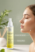 A 100 ml spray bottle of Ml Cosmetics Genome Preventive Face Mist, featuring a pale yellow label and white pump dispenser, set against a clean light gray background.