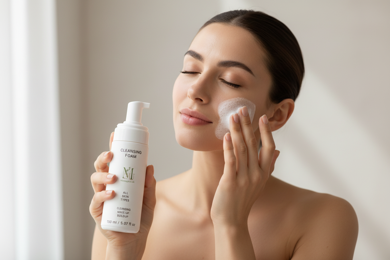Gentle Cleansing Foaming wash/ rose water & chamomile extracts.