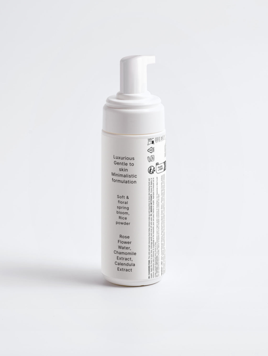 Gentle Cleansing Foaming wash/ rose water & chamomile extracts.
